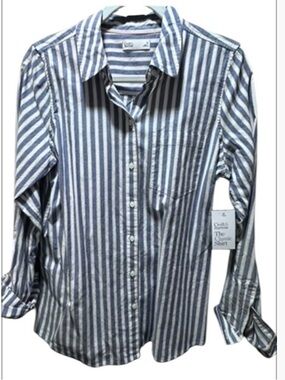 NWT Croft & Barrow Classic Striped Button-Down Cotton Shirt Small